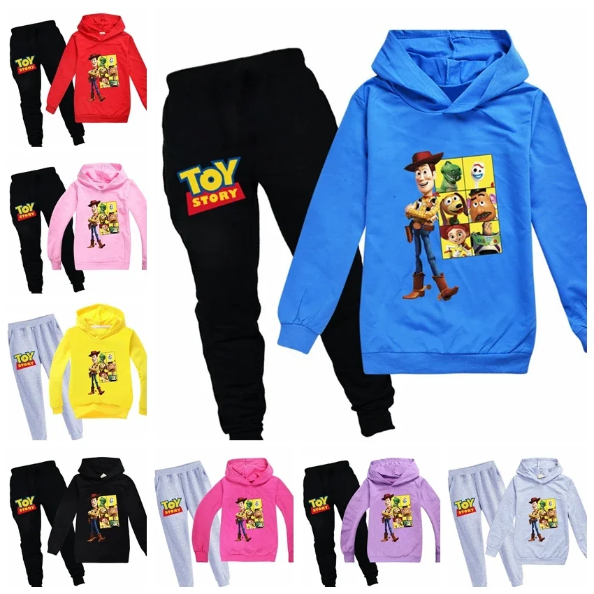 Children Sweatshirt For Boys Long Sleeve T Shirt Hoodie Pants Cartoon Toys Story Woody Costume Kids Clothes Set For Girls Outfit