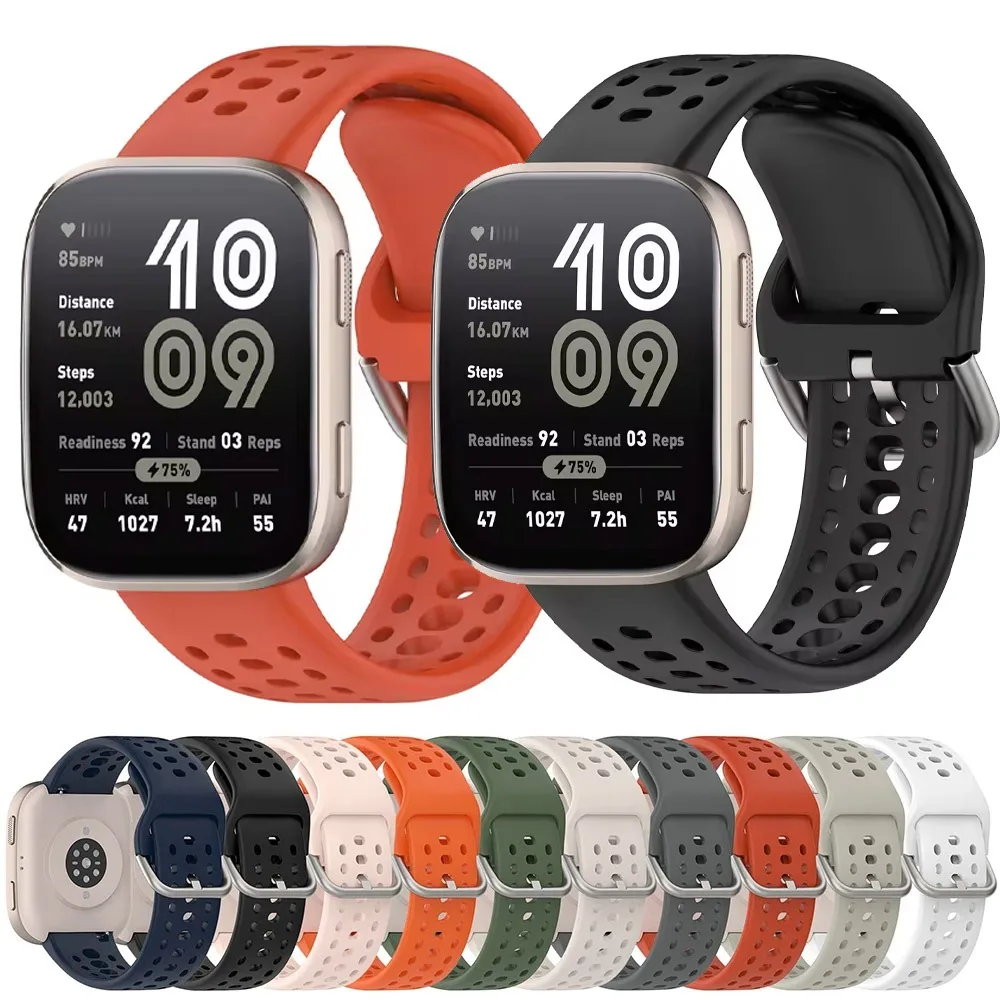 Breathable Silicone Strap for Amazfit Bip 6 Official Comfortable Band for 22mm Amazfit Balance 2/GTR 4 3 Pro/Bip 5/Cheetah Round