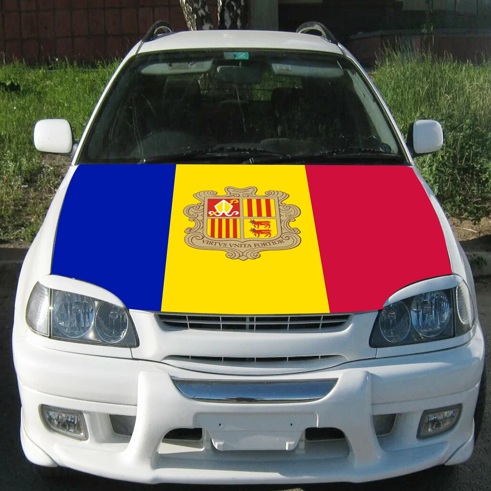 Andorra Car Hood Cover Flag  Universal Size Elastic Polyester 120x150cm for Car Decor