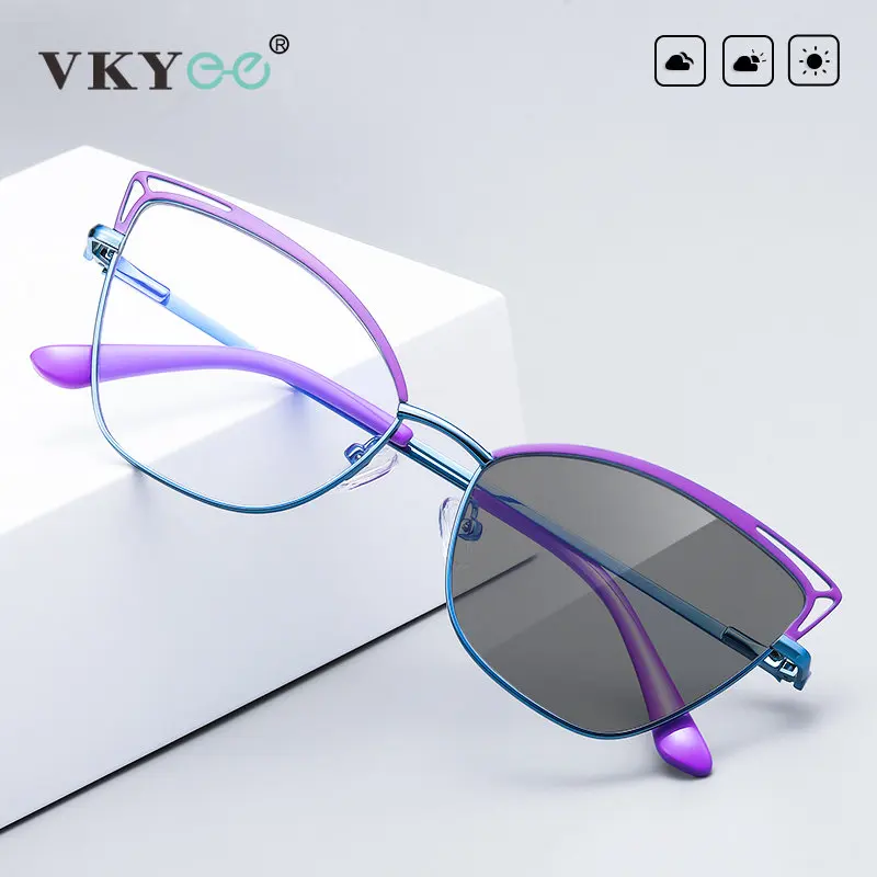 VKYEE Butterfly Photochromic Anti Blue Ray Reading Glasses Women Myopia Hyperopia Prescription Custom Optical Eyeglasses PFD3038