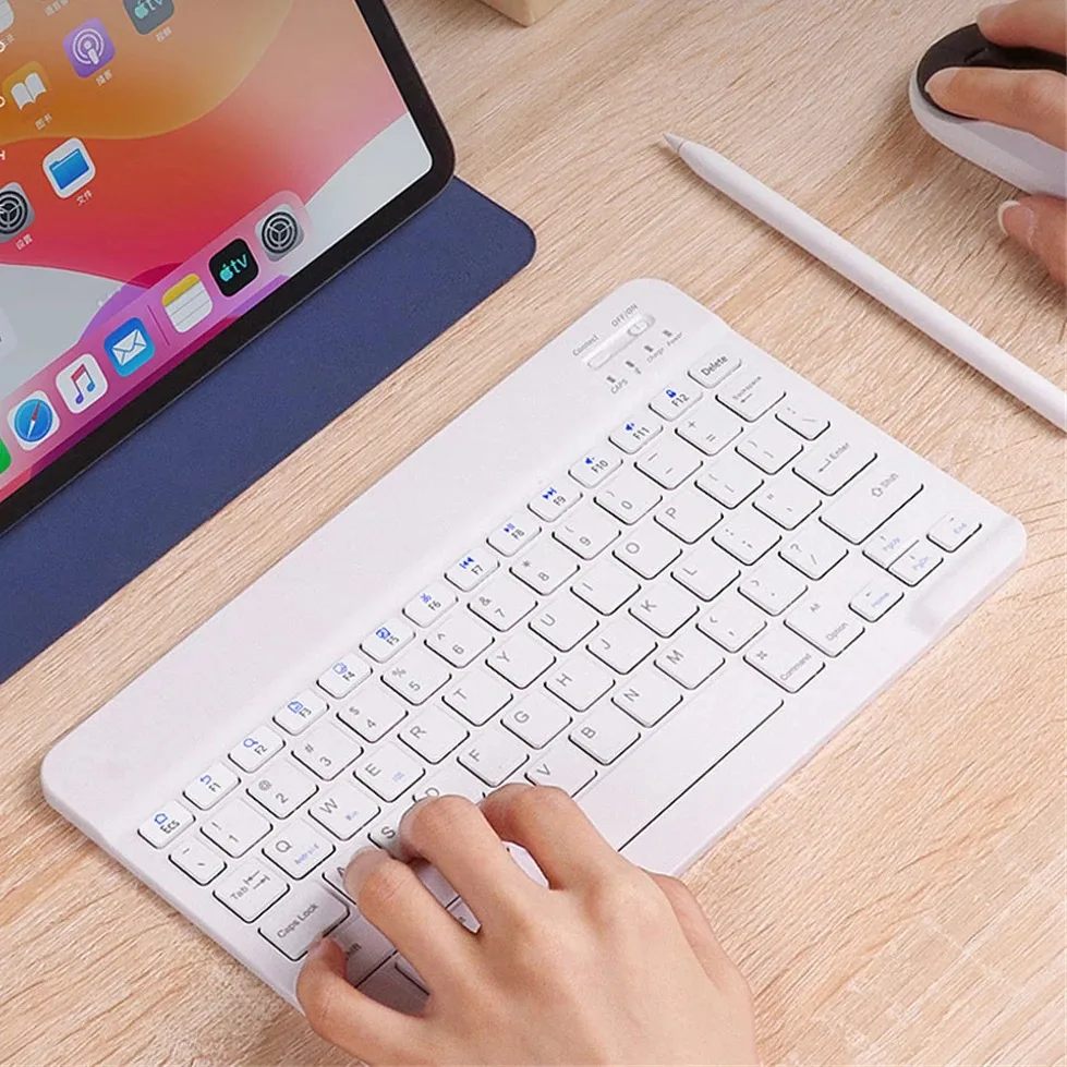 Ultra Thin Portable Wireless Bluetooth Universal Bluetooth Compatible Keyboard Mute for Android IOS Ipad Office Library School