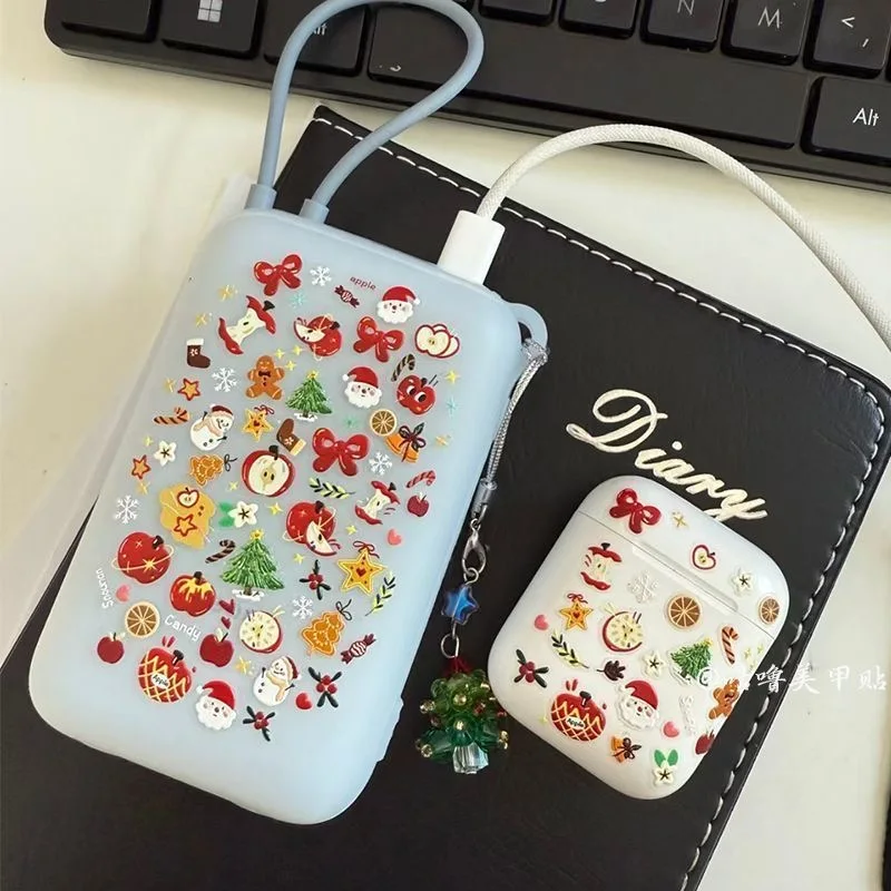 

6 шт. MIX для iphone 17 Pro Max, рождественский новый стиль, бант, красный, для apple, 3D чехол для мобильного телефона компьютера, декоративная наклейка