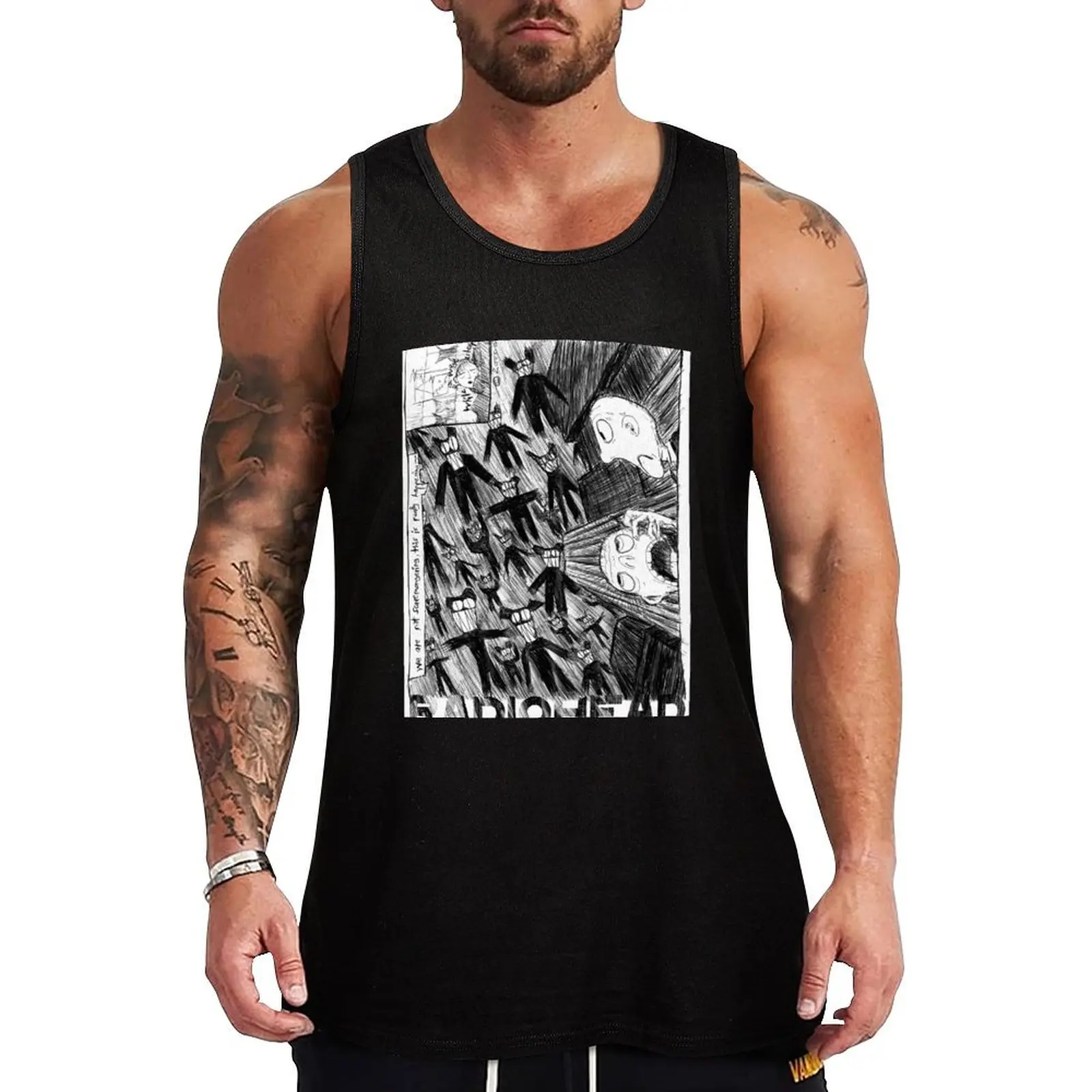 Best Cover Comics Band Musical Poster Tank Top cotton t-shirts man Men's fitness t-shirt Bodybuilding clothing man