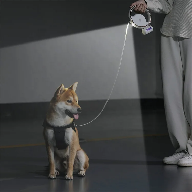 Pet Cat Accessories 3 Meters Long Retractable Rope Dog Leash Bring a Trash Bag with Light