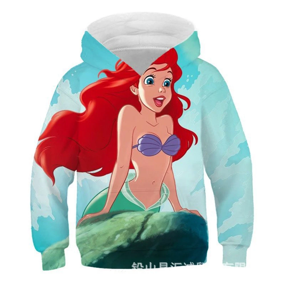 Disney Baby Clothing Ariel the Mermaid Princess Hoodie Children Beautiful Girls Birthday Tops Kids Autumn Long Sleeve Sweatshirt