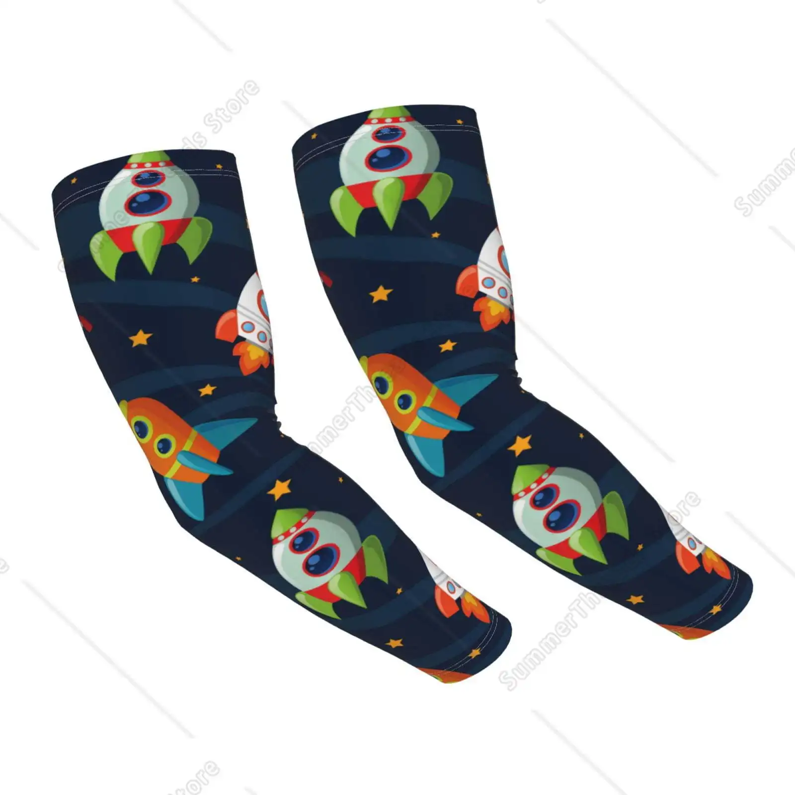 

Spaceships and Stars UV Sun Protection Arm Sleeves - Cooling Compression Arm Sleeve with Finger Hole