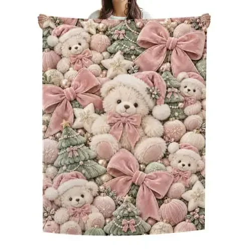 VIKAMA Soft Warm Snowman Family Snow Fleece Throw Blanket Cozy Soft Plush Cover for Couch Sofa Bed Christmas Decor Gift
