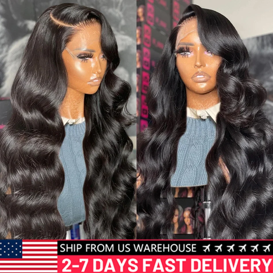 Perruque Lace Front Wig Body Wave Brésilienne Naturelle, Cheveux Humains, 13x6 HD, 5x5, Prêt à vitation, Sans Colle, 13 Tie, Densité 180, pour Femme