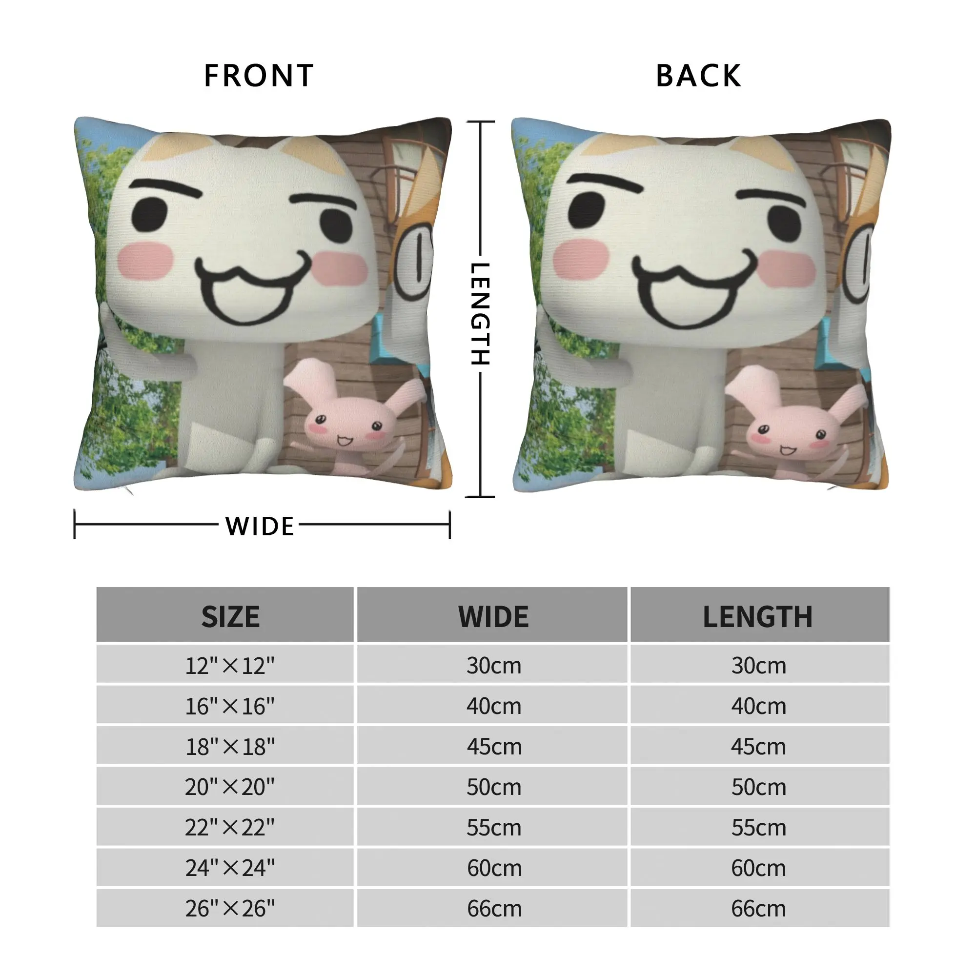 Toro Inoue Cat Pillowcase Polyester Cushion Cover Decor Happy Neko Throw Pillow Case Cover Car Zippered 45*45cm