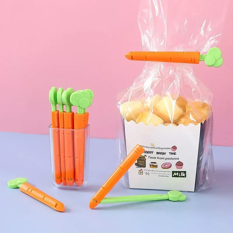 5Pcs Carrot Shaped Food Fresh Keep Organizer Sealing Clips Bag Clips Portable Food Snack Bag Sealing Clamp Kitchen Storage Tools