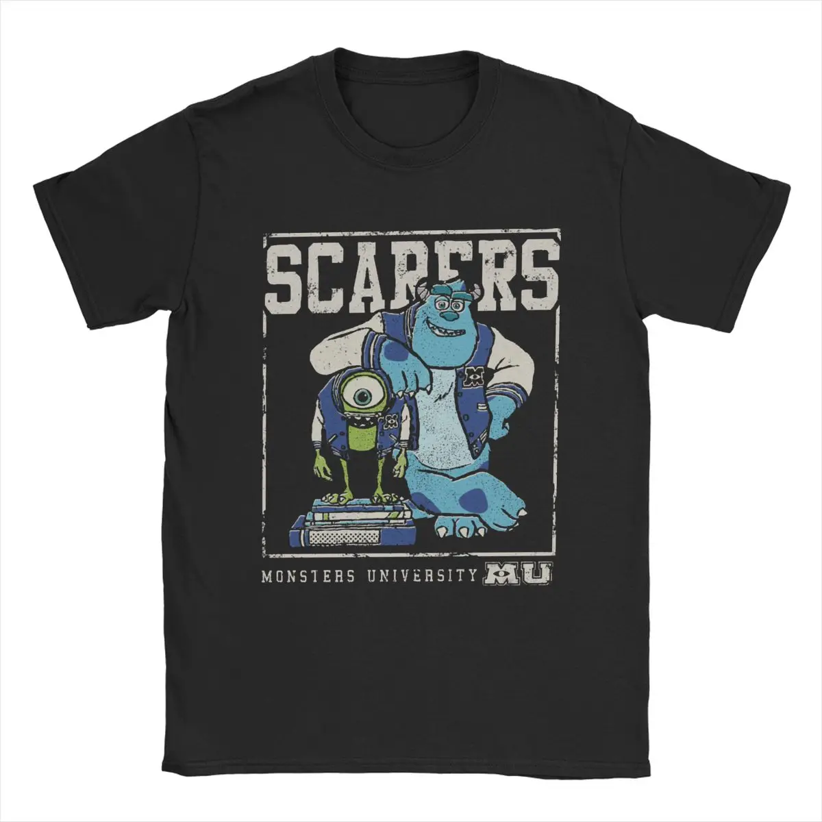 Men\'s Varsity Scarers Monsters Inc. T Shirts James P. Sullivan Pure Cotton Clothes Round Neck Tee Shirt New Arrival T-Shirts