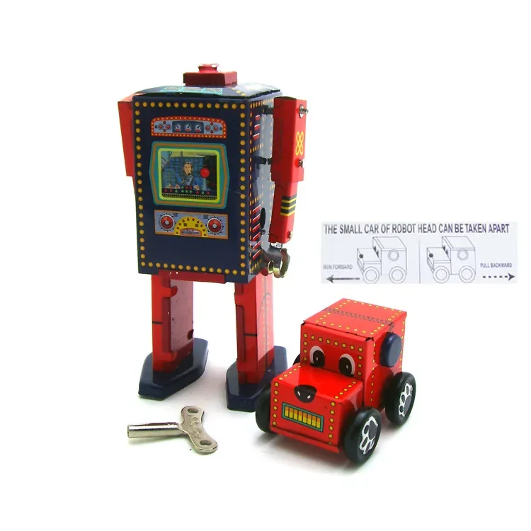 [Funny] Adult Collection Retro Wind up toy Metal Tin Search and Rescue robot dog car Clockwork toy figure model vintage toy gift