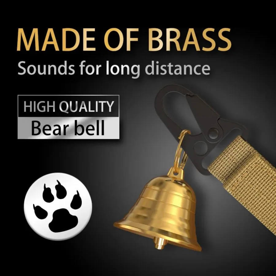 أجراس الدب بصوت عالٍ مقاس 1.5 بوصة من النحاس الصلب لـ Hikewith Sileer وصافرة الطوارئ للمشي لمسافات طويلة وركوب الدراجات وصيد الأسماك ومجموعات من الصخور #6