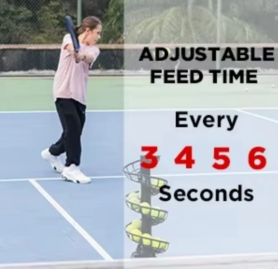 Máquina de bola de tênis 3809BH, máximo 30 MPH, ângulo de lançamento e intervalo ajustáveis, interruptor de velocidade contínua
