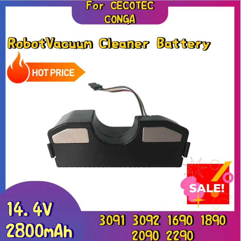 

14.4V 2800mAh for CECOTEC CONGA 3091 3092 1690 1890 2090 2290 Robot Vacuum Cleaner Battery
