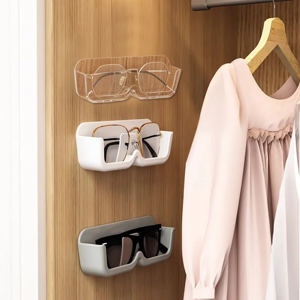 1Pc Punch-free Glasses Storage Rack Wall Mounted Sun-glasses Display Holder Wardrobe Decoration Storage Box Sunglass Organizer