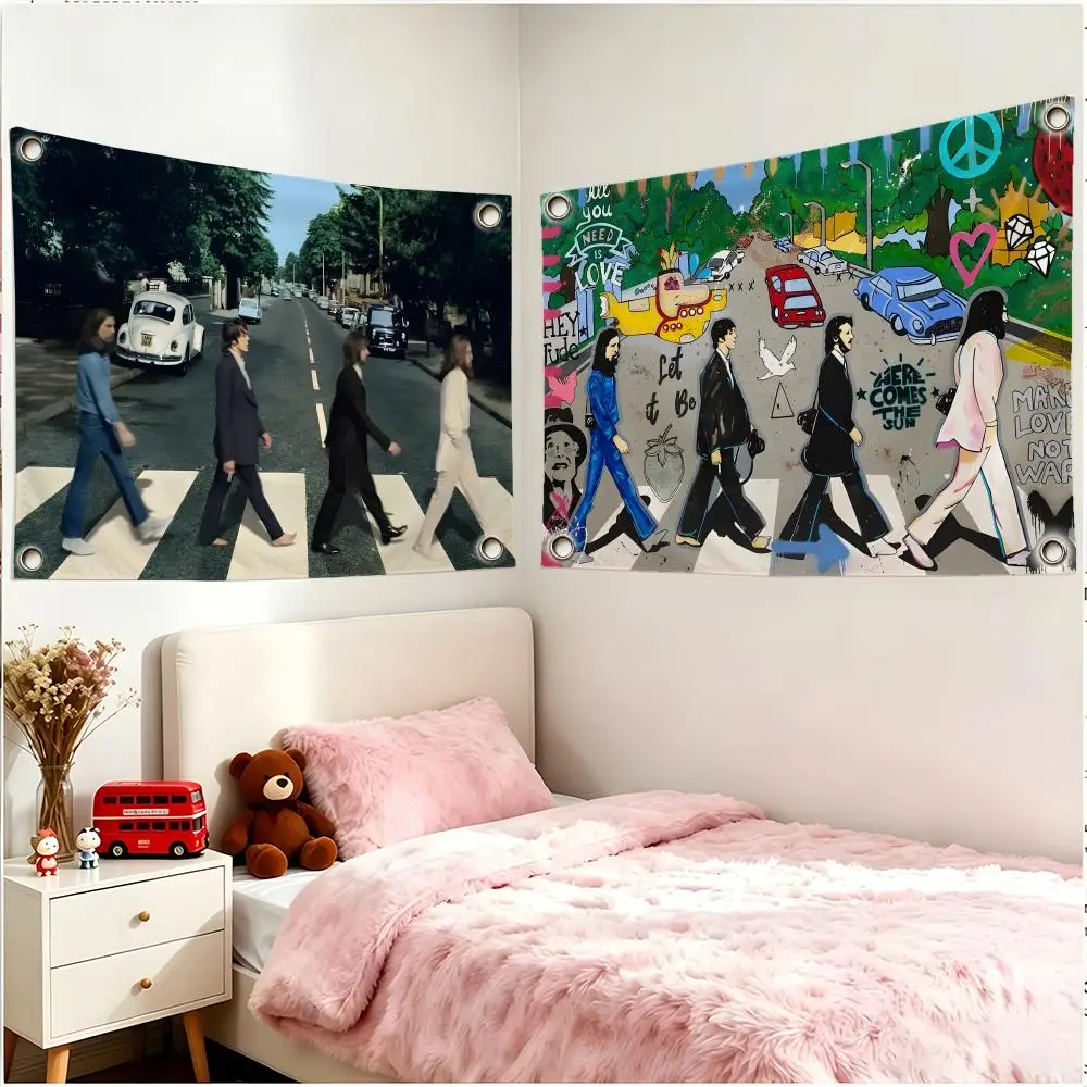 Band Rock The Beatles Flags Borderless Four Ring Ornament Indoor Outdoor Decoration Quick Hang Install