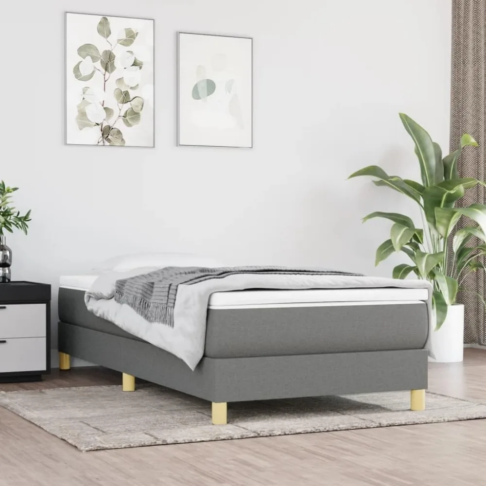 

Bed Frame Without Mattress Dark Gray Twin Fabric (US Only), Bedstead, Bedroom Decor Bed Frame, Platform Bed Frame