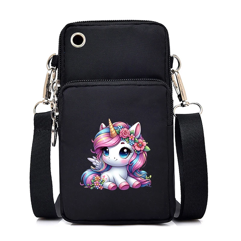 Mom & Baby Cute Lion Printed Women Mobile Phone Bag Flower Unicorn Animals Mama Mobile Shoulder Bag Women Wallet Crossbody Bags