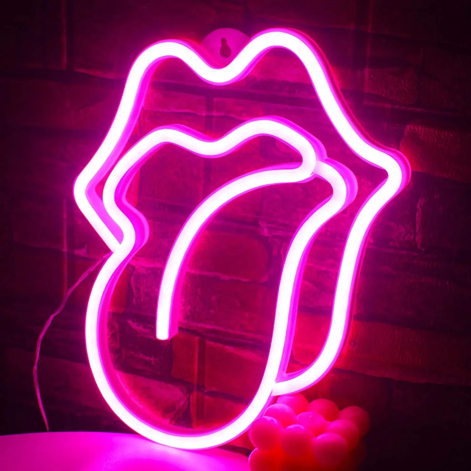 Stylish and sexy red lips mouth shape sign lamp - unique table room shop wall decoration - perfect party moodsetter gift - USB b