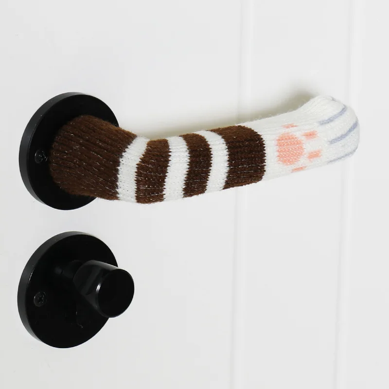 8Pcs Anti-collision Door Handle Cover Tools Knit Cat Claw-shaped Cover Protector Child Door Handle Gloves Home Accessories