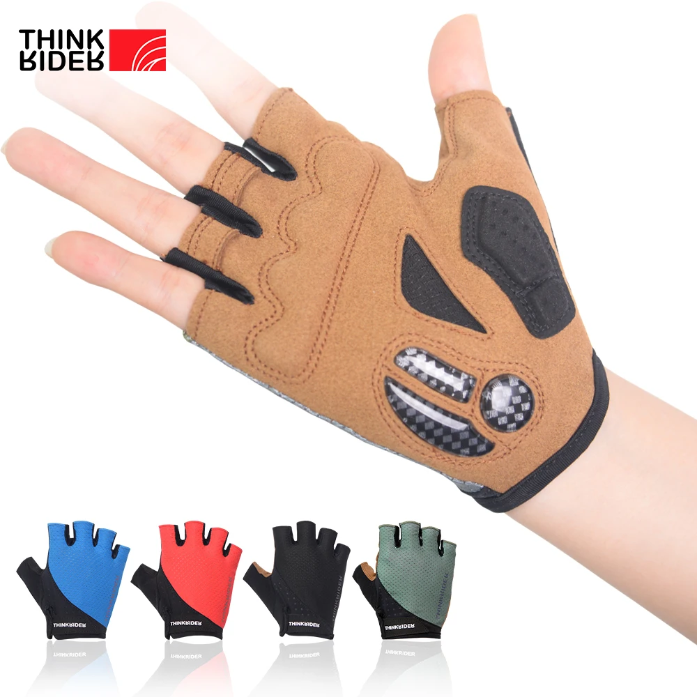 ThinkRider Touch Screen Cycling Bike Gloves Autumn Spring MTB Bike Bicycle Gloves 5mm GEL Pad Shockproof Half Finger Mittens