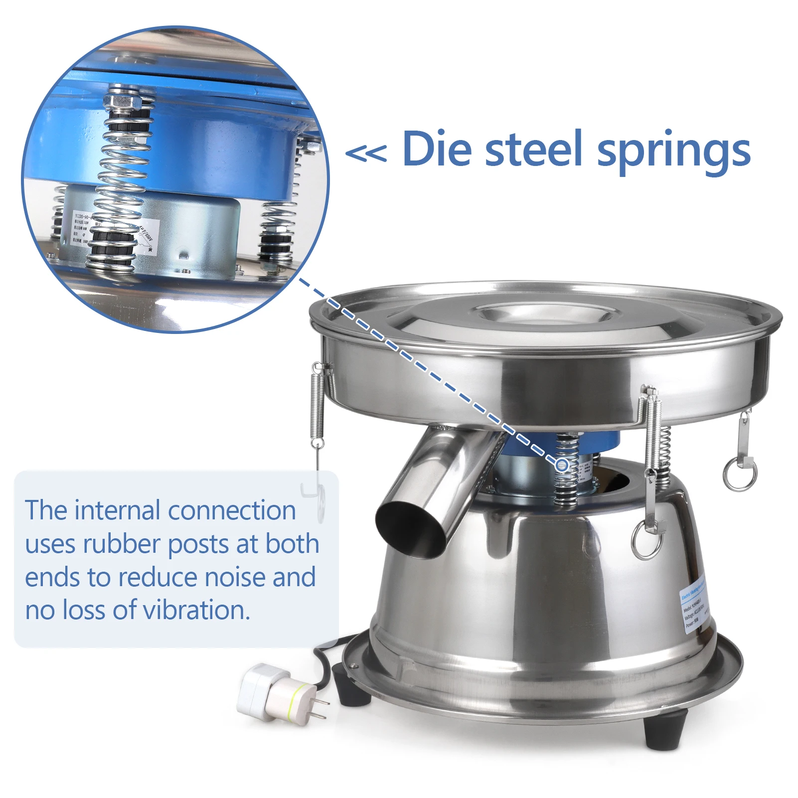 40cm Vibrating Screen Stainless Steel Small Electric Screen Food Screening Machine Electric Screen Flour Separation