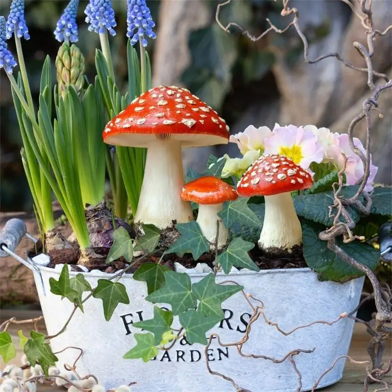 Realistic Mushroom Landscape Stakes Perfect For Garden Enthusiasts Projects 2pcs 