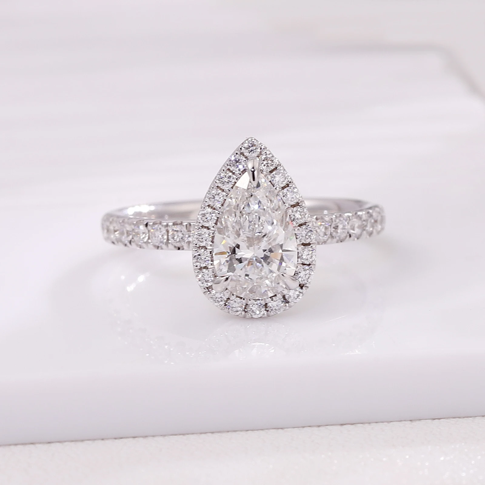 

Provence Halo Promise Rings 9K 10K Gold IGI Lab diamond half band Engagement wedding Ring Fine jewelry for Women Christmas Gifts