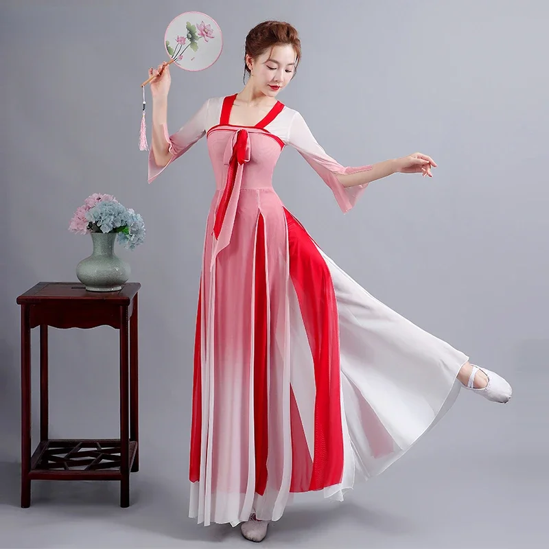 Chinese Classical Dance Costume Female Oriental Traditional Dance Hanfu Dress Elegant Ancient Yangko Dance Wear Performance