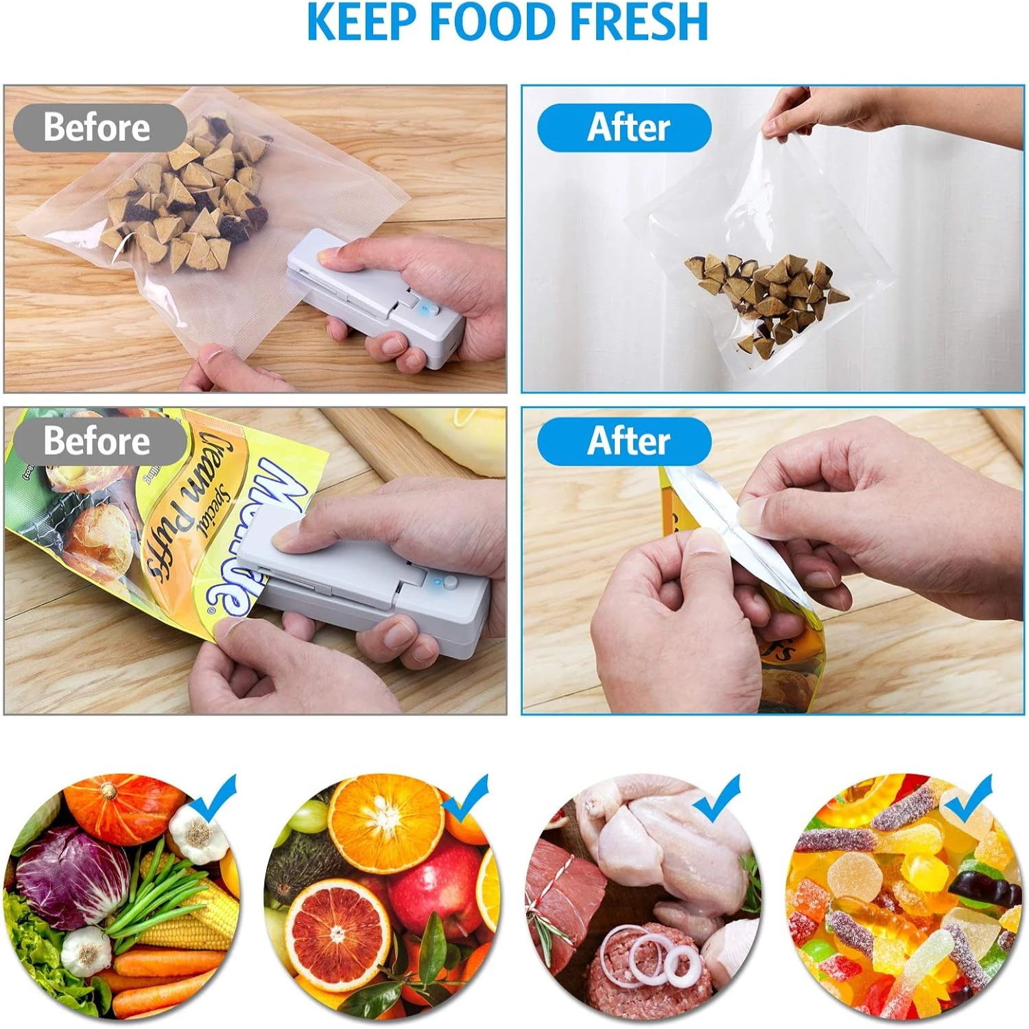 Мини-запайщик пакетов, 2 упаковки — перезаряжаемый термосварщик для пластиковых пакетов — портативный упаковщик 2 в 1 для закусок, пикников на открытом воздухе, еды St