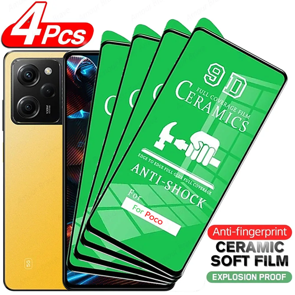 4Pcs HD Ceramic Film Screen Protector For Poco X5 Pro 5G F4 GT X4 M4 M3 M5 X3 Pro F3 Protective Film For Xiaomi Poco X5 X3 Pro