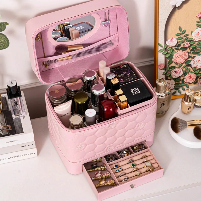 

Largecapacity Makeup Box for Skin Care Products Jewelry Storage Box Women's Portable Multi-functional Portable Cosmetic Box