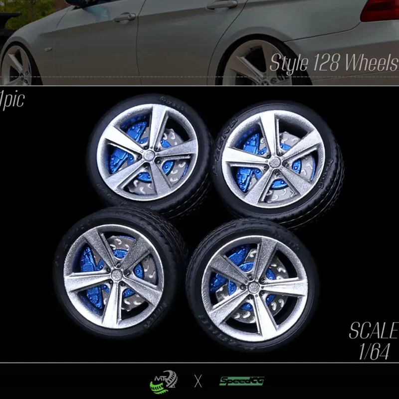 SpeedCG 9.4/10/10.5/11mm 1/64 Car Modified Wheels Rubber Tires Resin Wheels Without Calipers Suitable for 1:64 Static Car Model