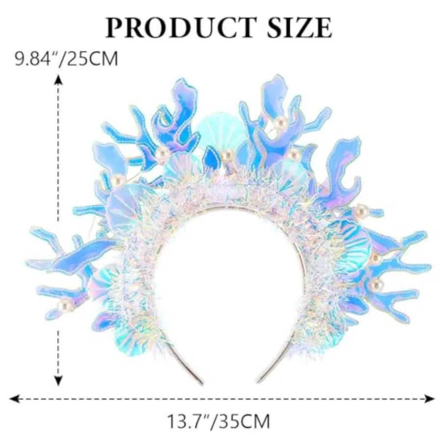 GlowintheDark Mermaid Headband with Seashell Design for Women Perfect for Costume Parties Beach Events and Nighttime Festivals