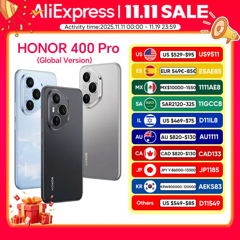 HONOR 400 Pro Global Version 5G Smartphone Snapdragon 8 Gen 3 6.7'' AMOLED Screen 6000mAh Battery 100W Wired 50W Wireless e-SIM