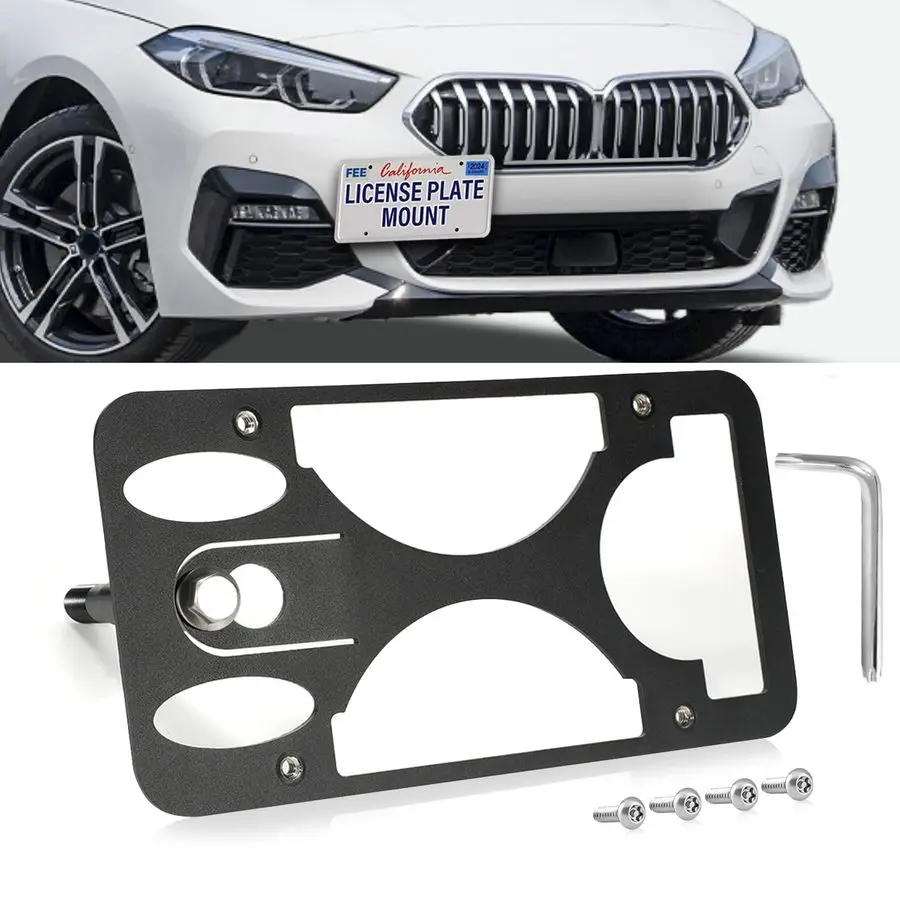 

Drill Front License Frame Compatible with BMW 2 Series F22 F23 20142021 AntiTheft License Plate Tow Hook Mount Holder Car Tag Co