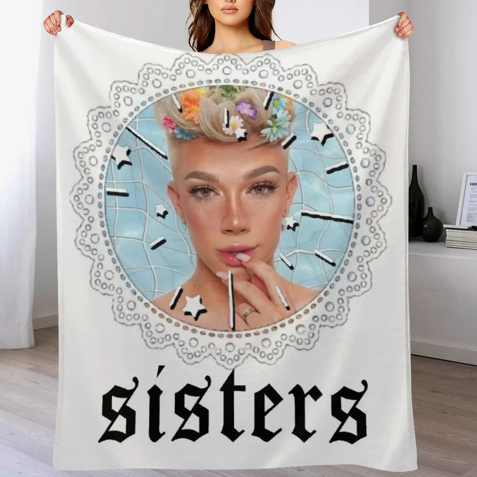 

James Charles Sisters Throw Blanket Flannel Fabric Quilt Personalized Gift Summer Blankets