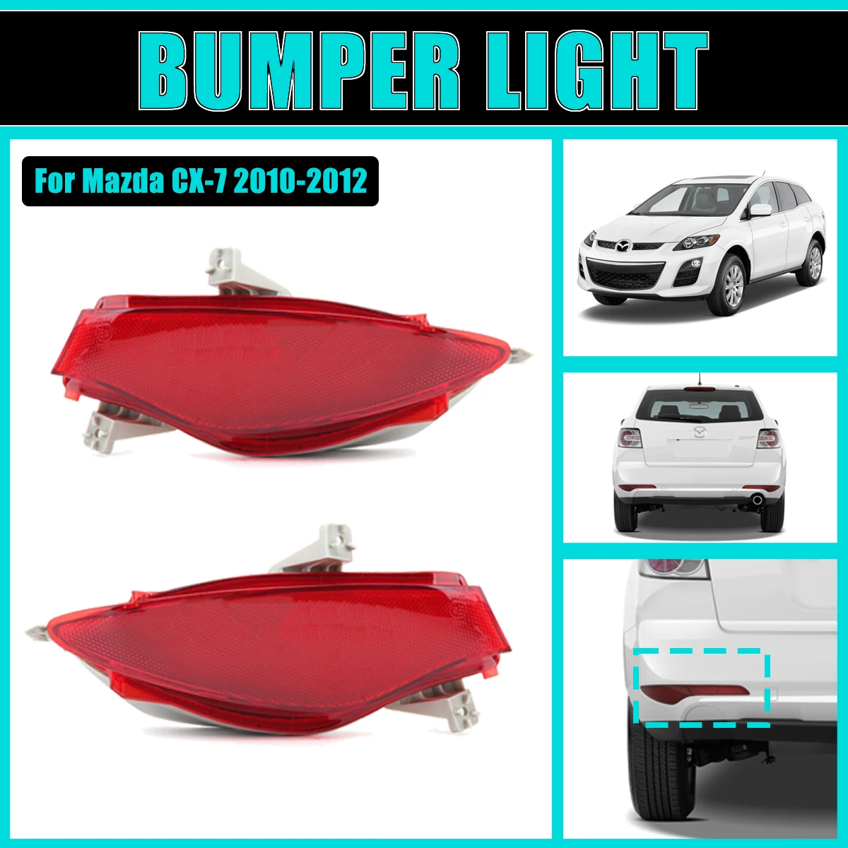 

Outer Bumper Reflector For Mazda CX-7 CX7 2010-2012 Rear lamp Tail Light Brake Turn Signal Lamp Car Accessories Pair NO BULB ABS