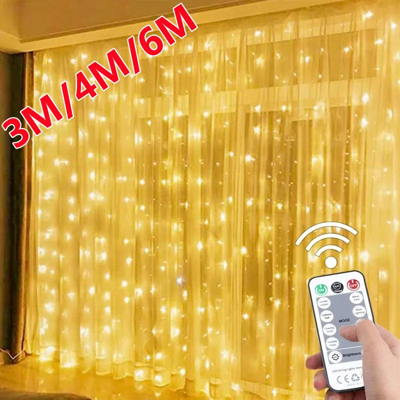 Garland Curtain for Room New Year's Wedding Christmas Lights Decorations Curtains For Home Festoon Led Light Decor Fairy Lights