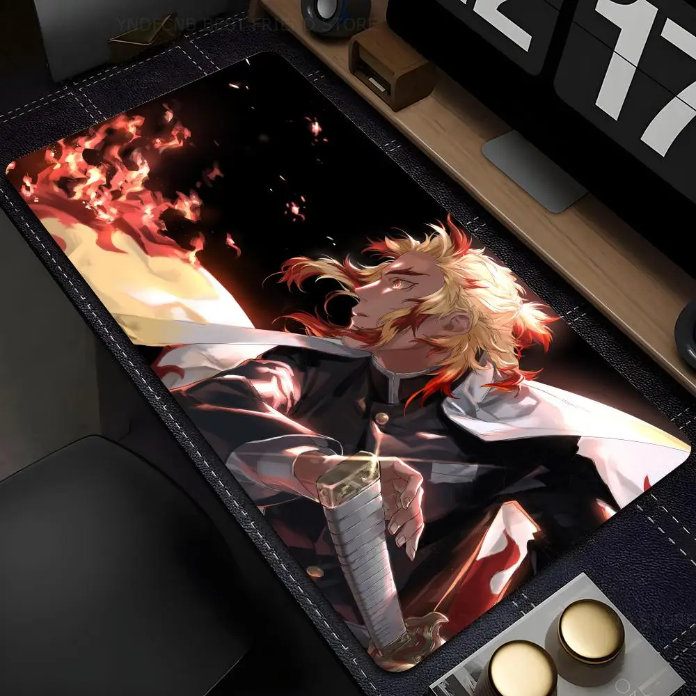 Anime Mousepad Computer Gaming Accessories MousePads Desk Mats D-Demon Slayer Rengoku Kyoujurou Anti-slip Laptop Soft Mice Pad