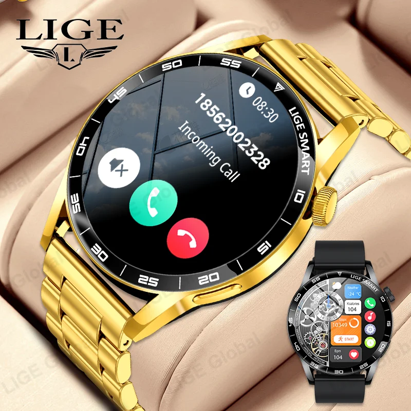 LIGE новые умные часы с голосовым вызовом, спортивные часы с кислородом в крови, мониторинг здоровья для мужчин и женщин, полный сенсорный экран, Bluetooth, умные часы, подарок