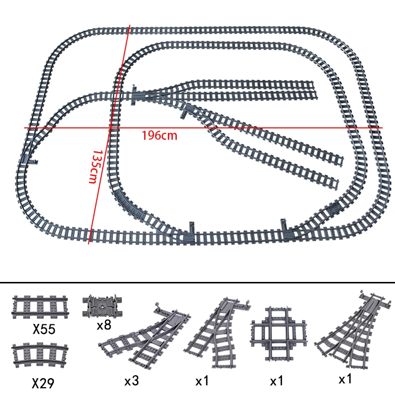 

MOC 98pcs Creative Expert Ideas City Train Tracks Single Slip Switch Crossings Rails Bricks Building Blocks DIY Toys kids gifts