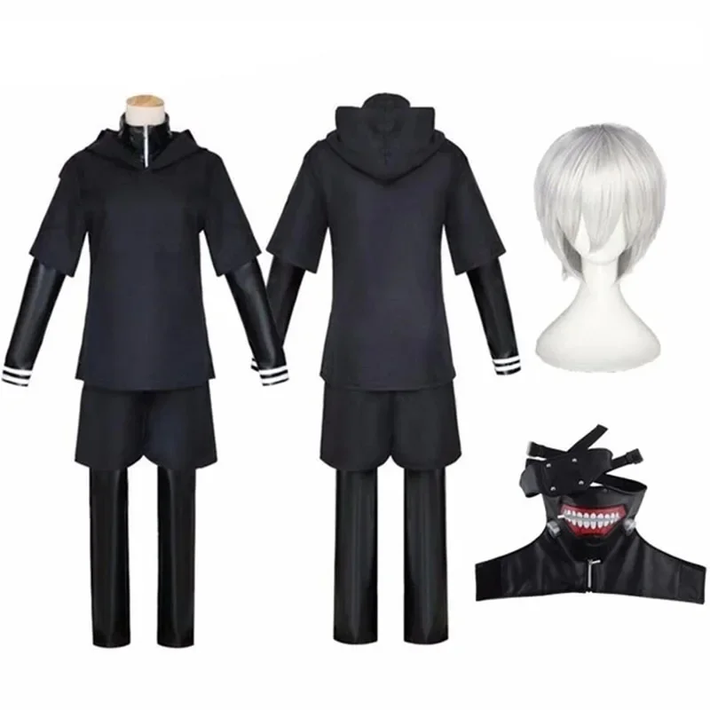 Tokyo Ghoul Kaneki Ken cosplay costume adult men Boys black jumpsuit battle uniform Halloween carnival costumes