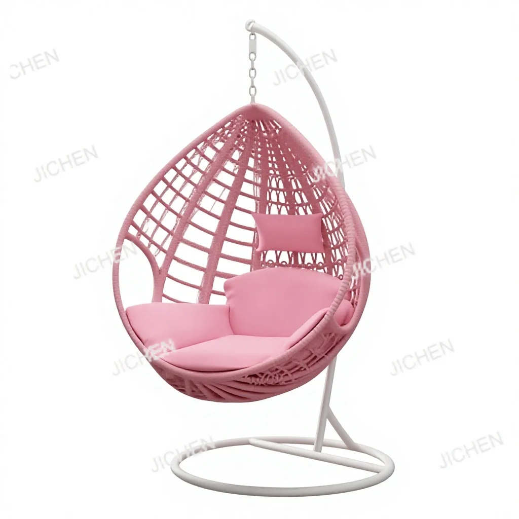 

Modern 36.5-inch Round Hanging Chair with Metal Legs and Durable White Paint for Living Room Furniture