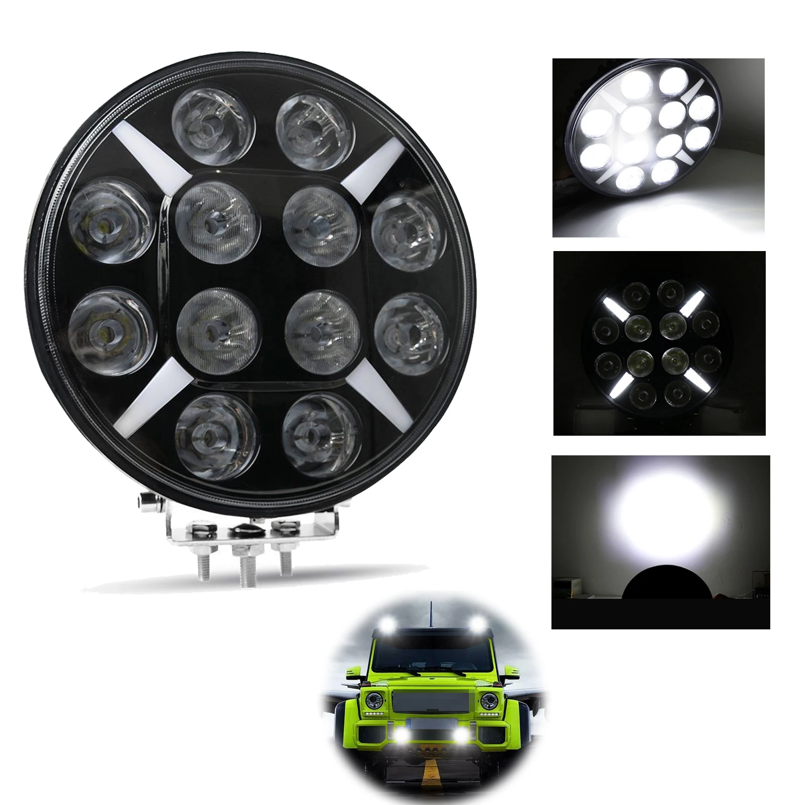 

9 Inch 120W LED Round Work Light Spot Flood Combo Driving Headlight Fog Lamp 12-30V with DRL Offroad For Truck SUV ATV 4X4 4WD