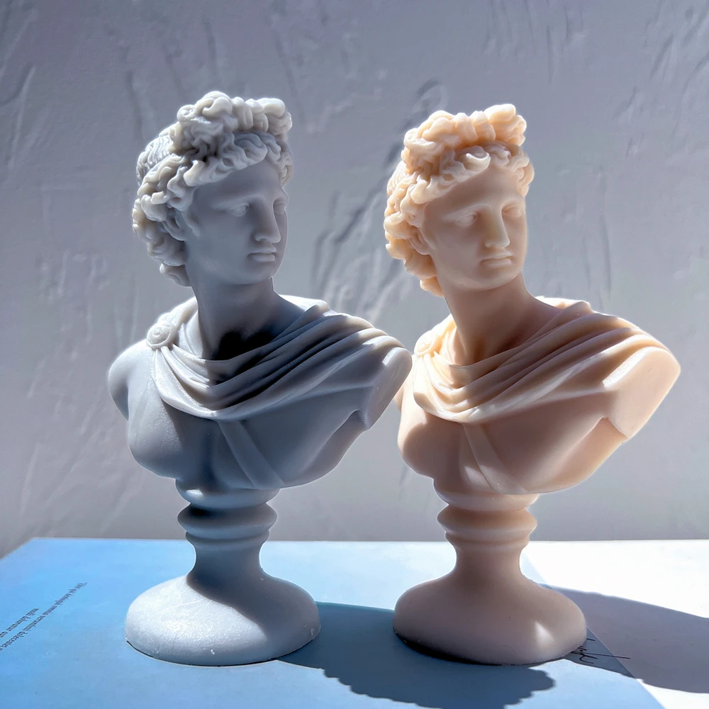 Bust God Apollo Candle Mold Artemis Diana Silicone Mold Greek Sculpture Roman Statue Wax Silicone Mould Antique Male Man Art