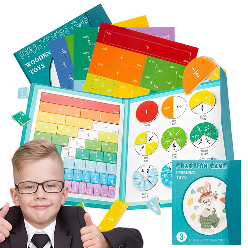 Engaging Magnetic Fraction Book with Tiles & Circles; Comprehensive Fraction Learning Book with Magnetic Pieces