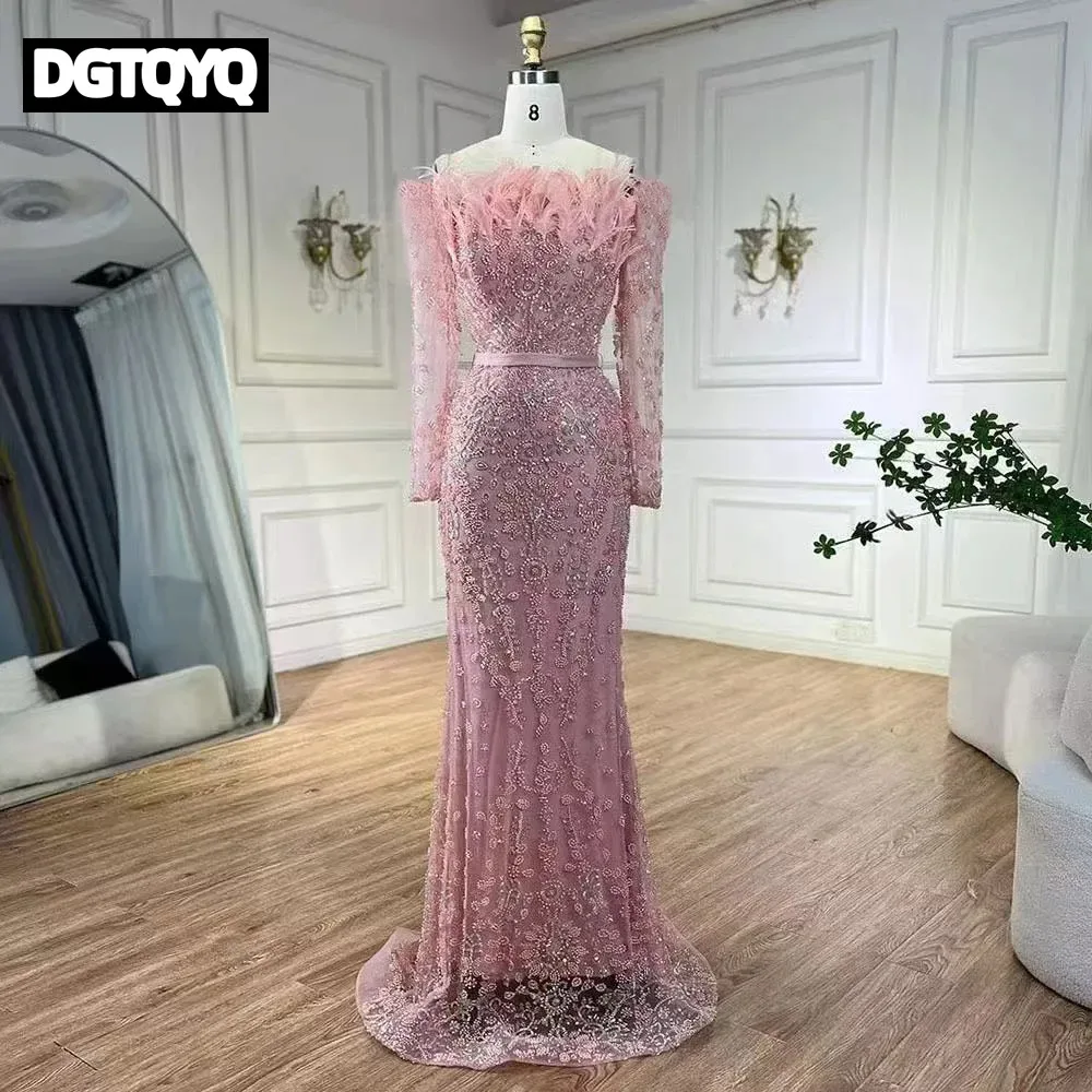 Elegant Black One-Shoulder Feathery Fish-Tail Gown for Hostess of Banquet Luxury Evening Dress Stylish Lady's Ball Gown - view 6