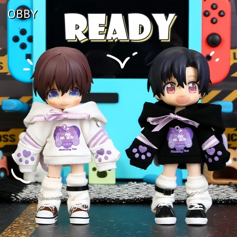

For Obitsu 11 Kawaii Game Player Hoodie Set For OB11 Gsc 1/12 Bjd Molly YMY Asi 2.0 Body Doll Cloth NAGI Doll Outfit Clothes